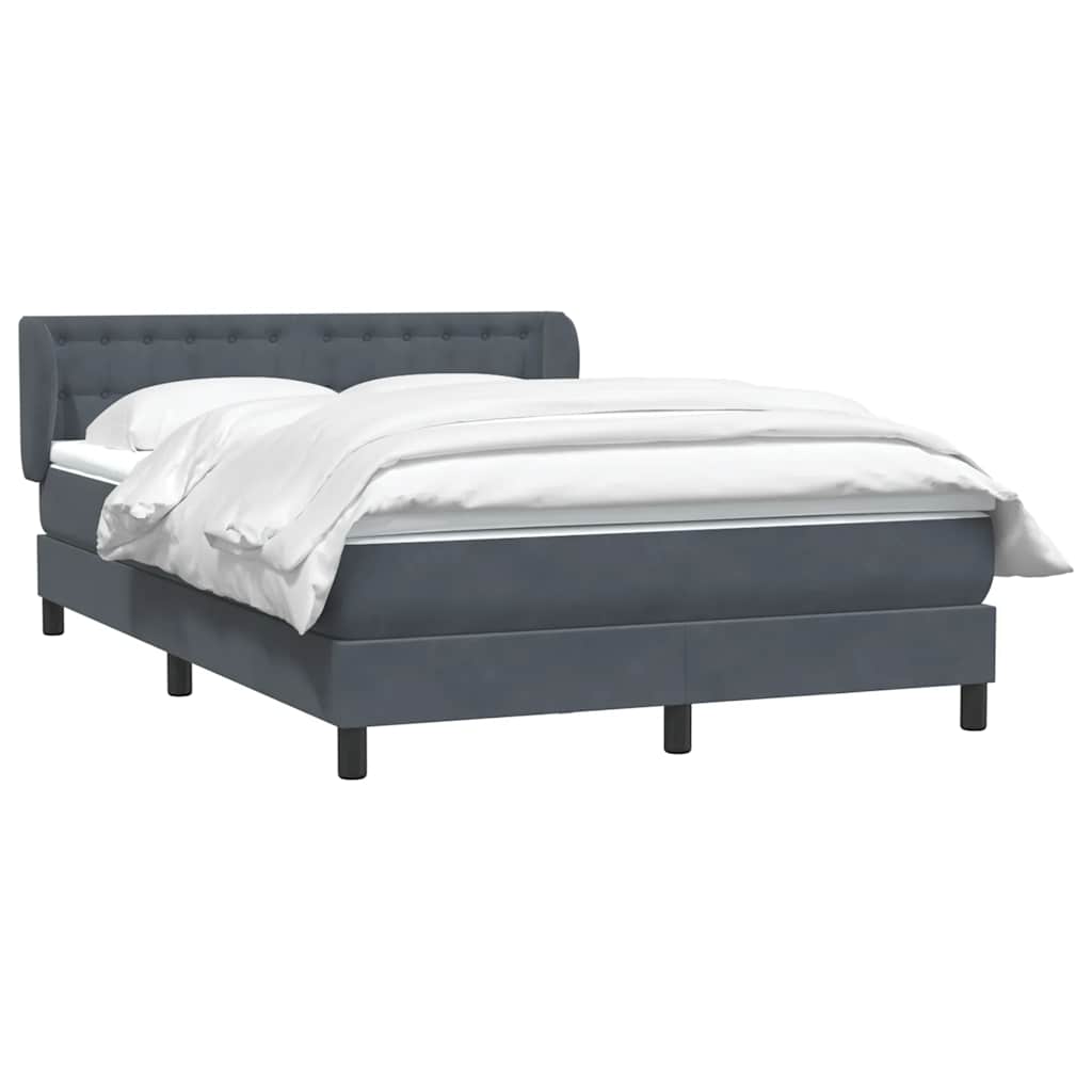 Cama com molas/colchão 160x210 cm veludo cinzento-escuro