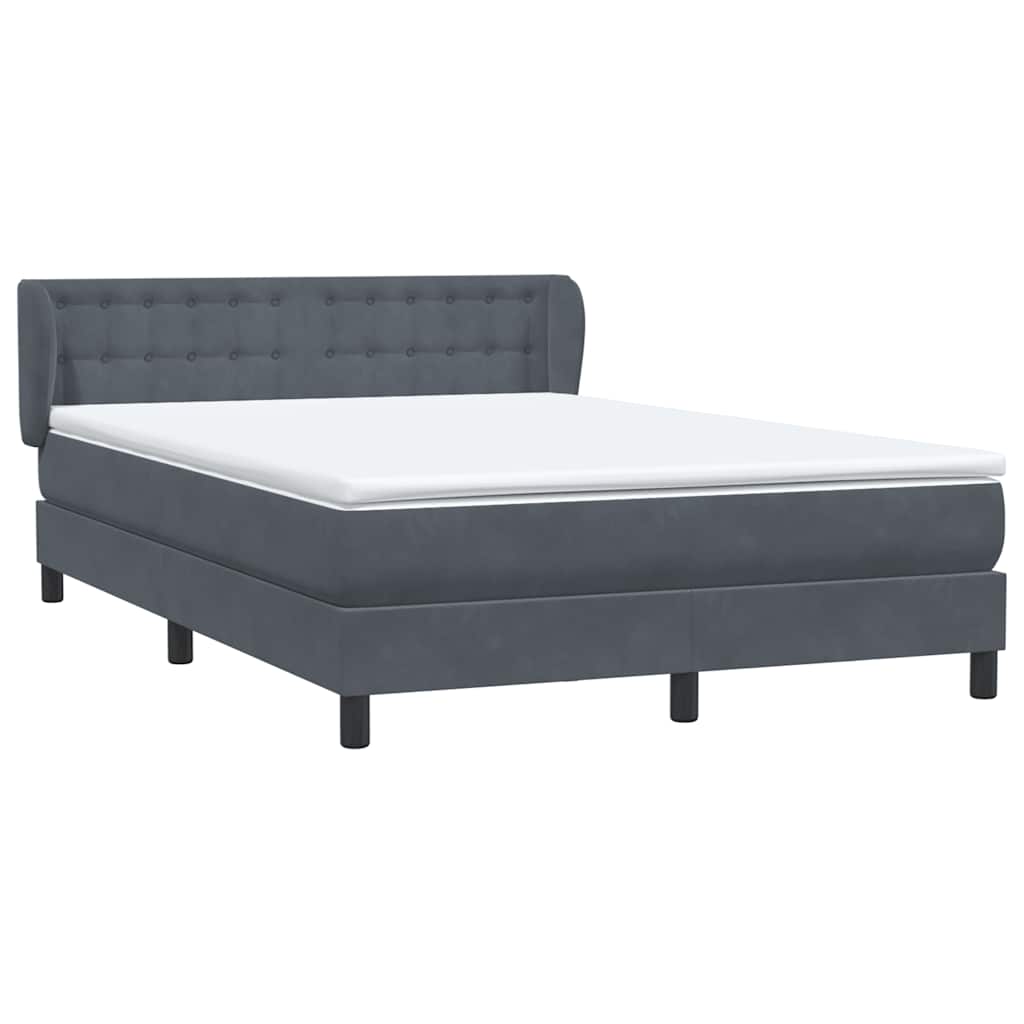Cama com molas/colchão 160x210 cm veludo cinzento-escuro