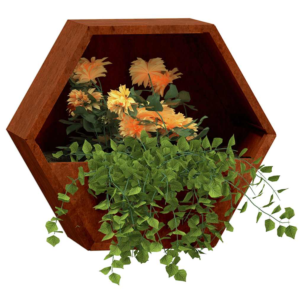 Vasos/floreiras de parede 2 pcs aço corten cor enferrujado