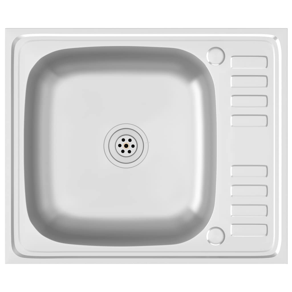 Lava-louça cozinha + escorredor 600x500x155mm aço inox prateado