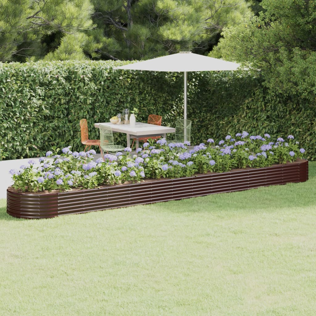 Canteiro elevado jardim 544x100x36 aço galvanizado castanho