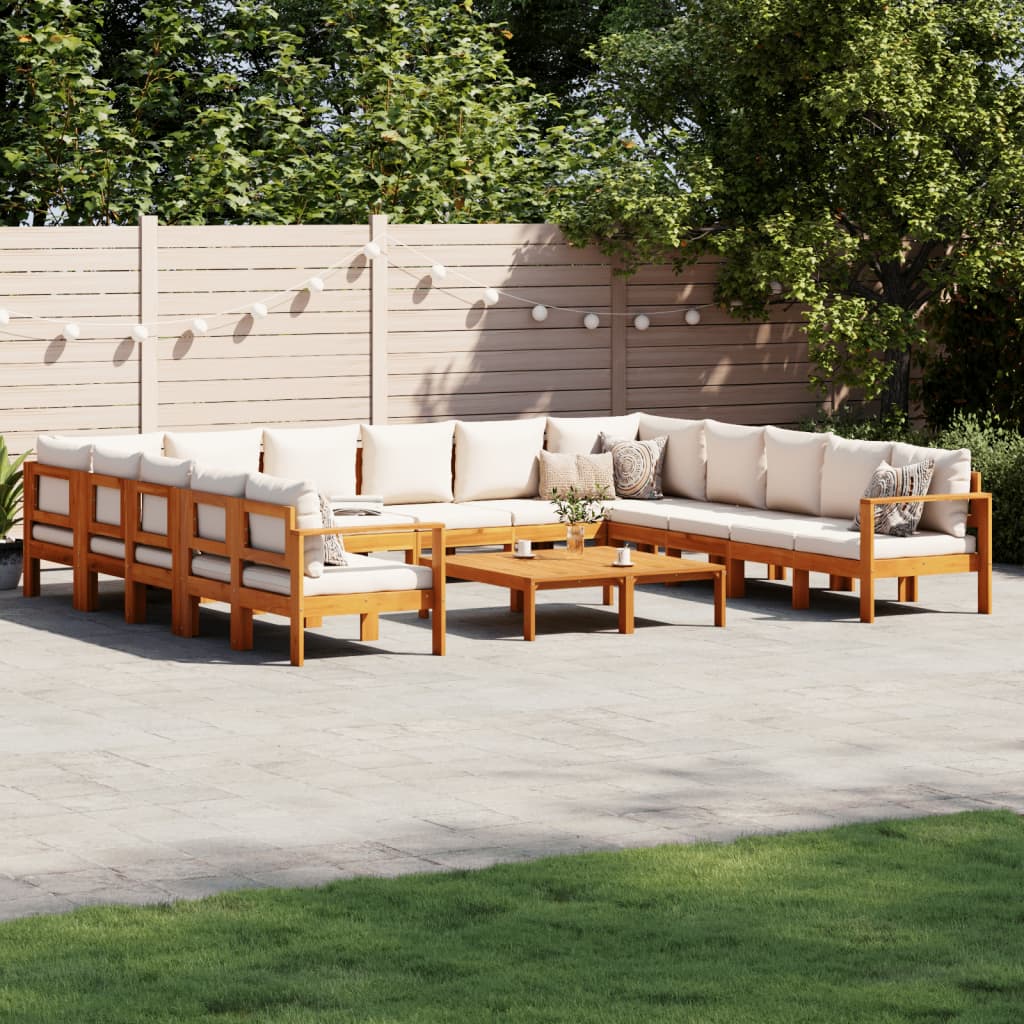 10 Pcs conjunto de sofás de jardim com almofadões acácia maciça