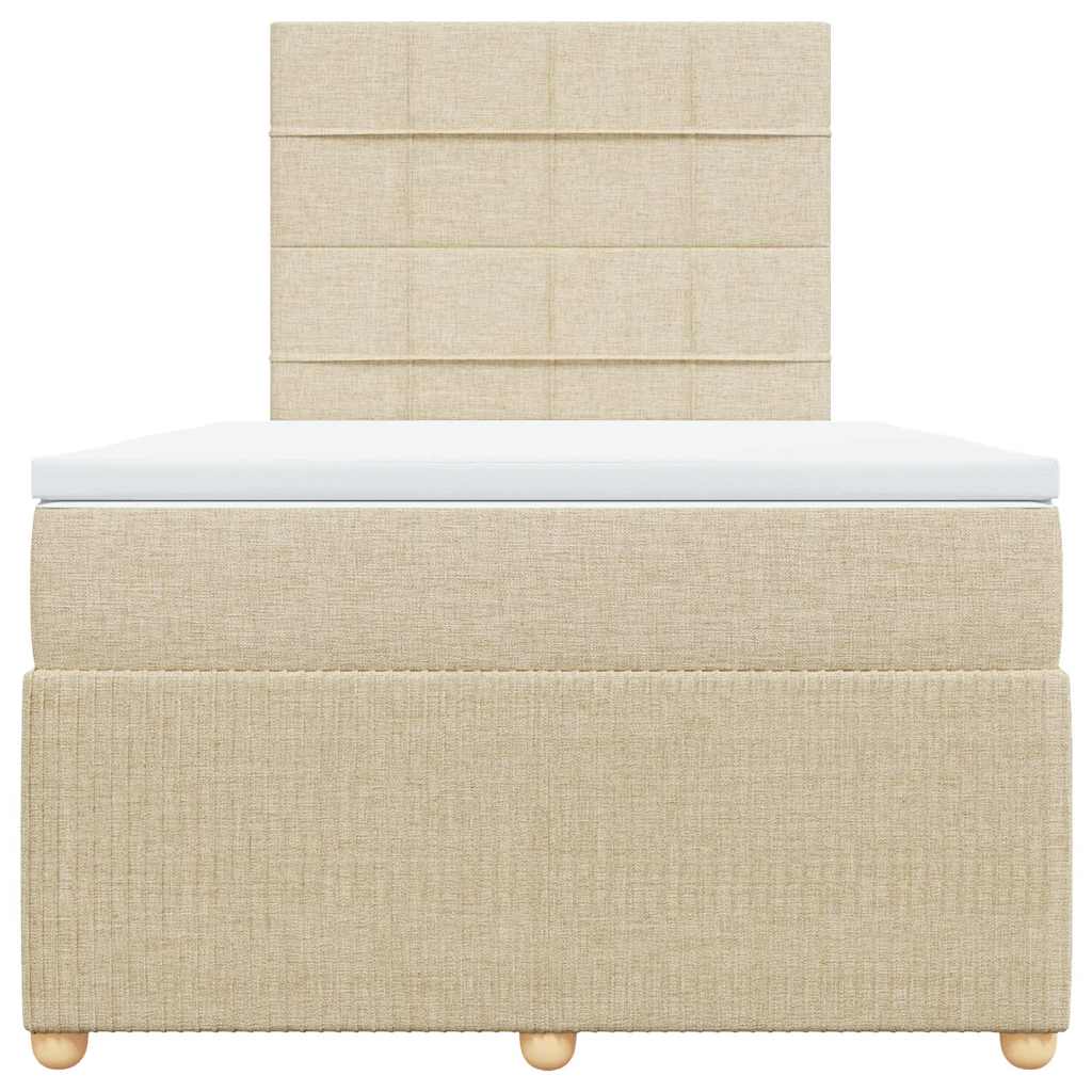 Cama boxspring com colchão 120x190 cm tecido cor creme