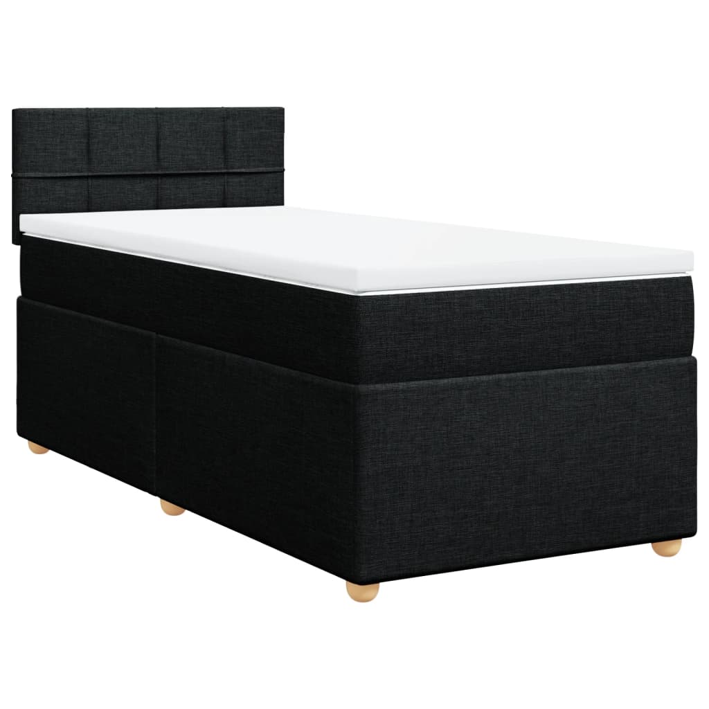 Cama com molas/colchão 100x200 cm tecido preto