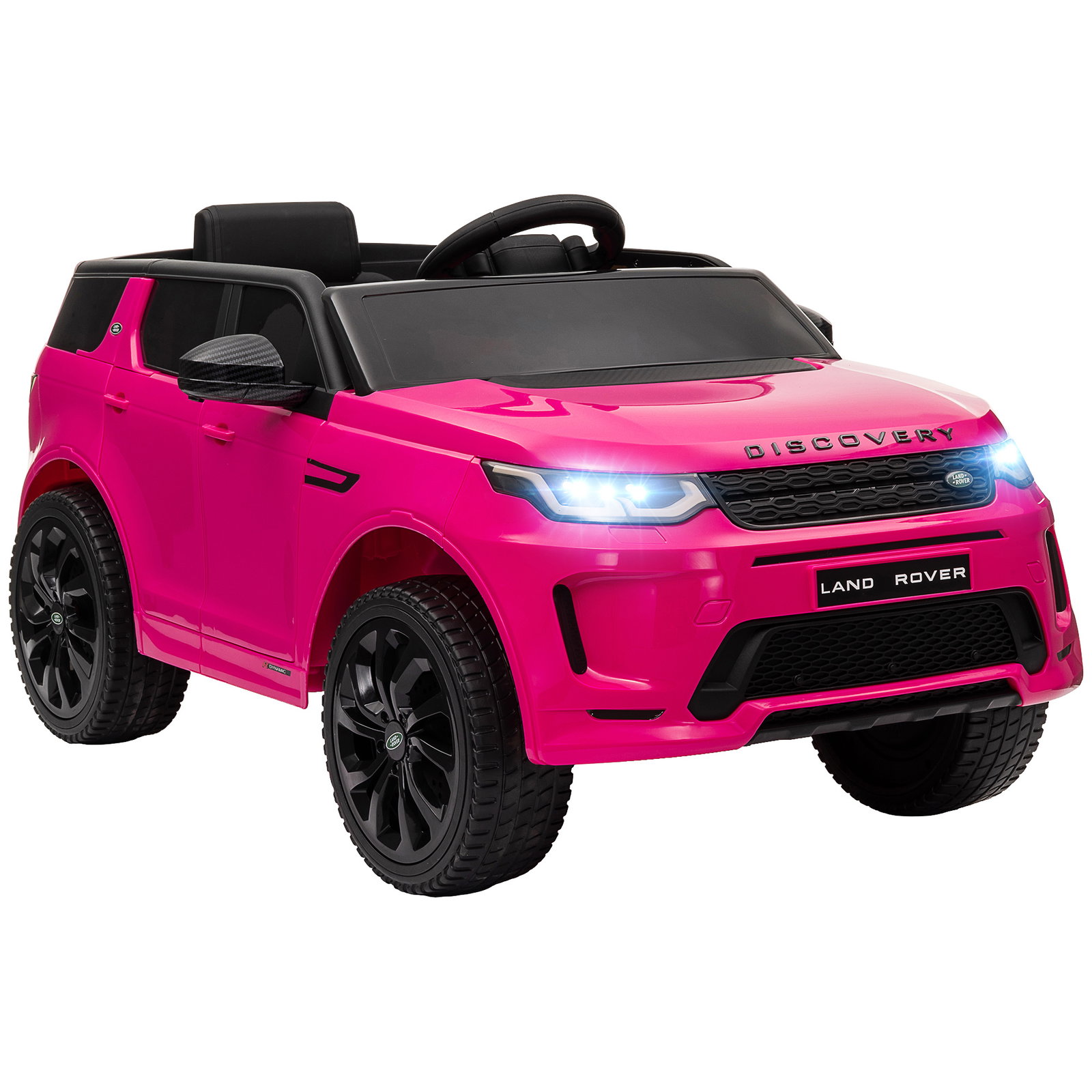 Carro elétrico para crianças com licença land rover discovery sport bateria 12v faróis buzina e música 106x65,5x51 cm rosa