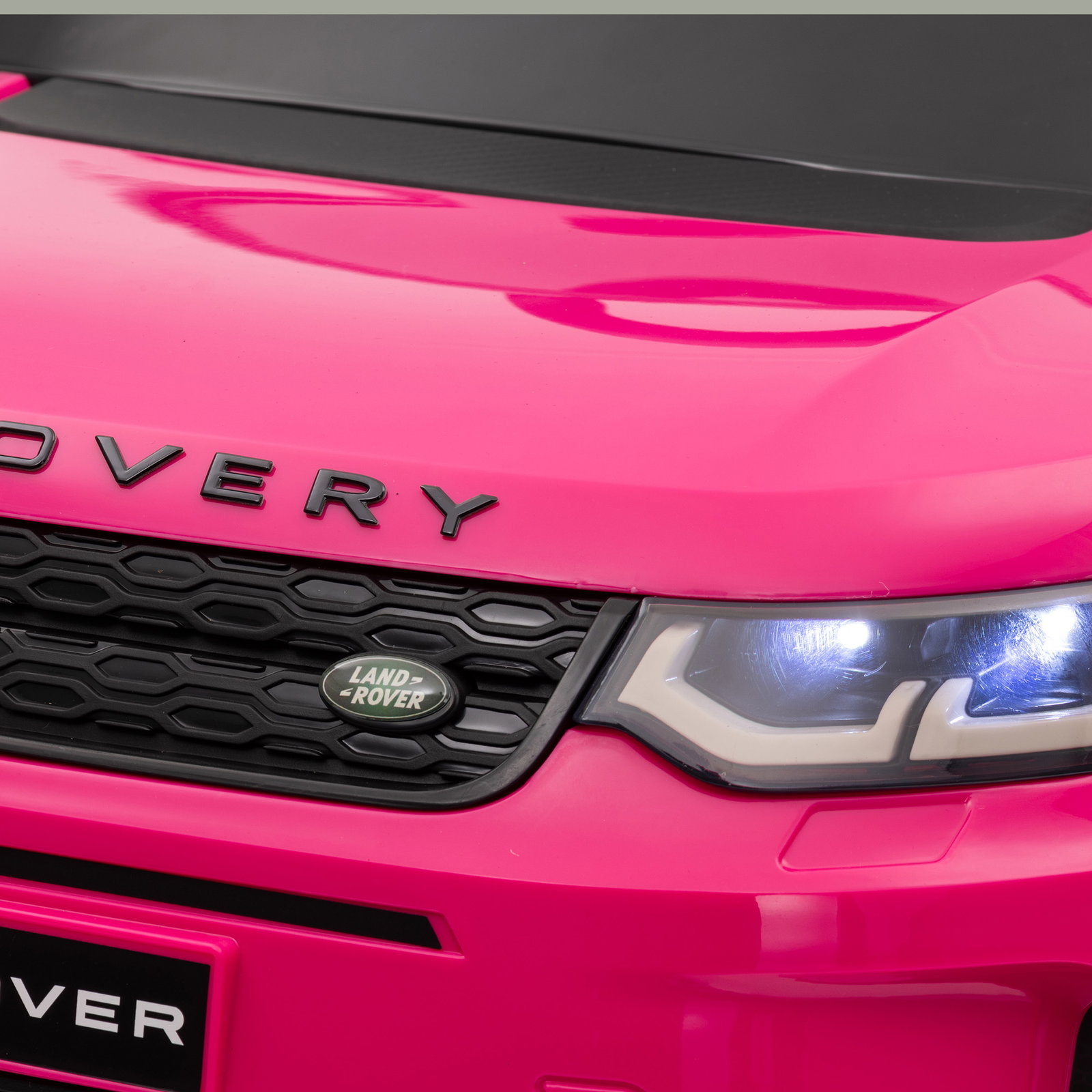 Carro elétrico para crianças com licença land rover discovery sport bateria 12v faróis buzina e música 106x65,5x51 cm rosa