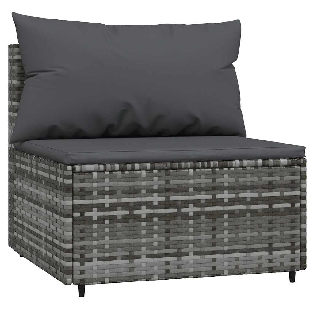 3 Pcs conjunto lounge de jardim c/ almofadões vime PE cinzento