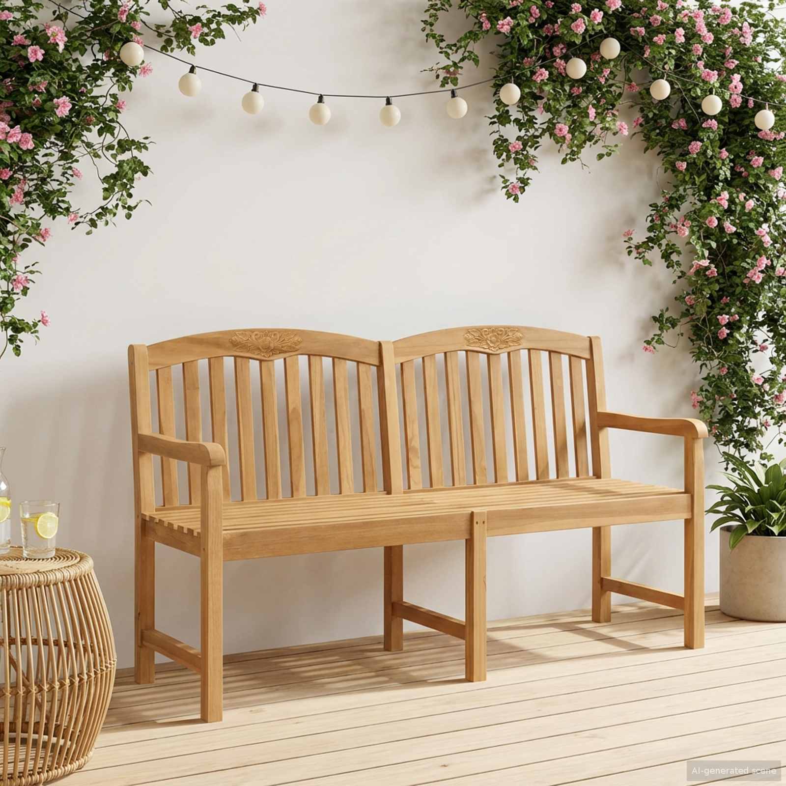 Banco rosa esculpido à mão 179,5 x 61 x 90 cm natural