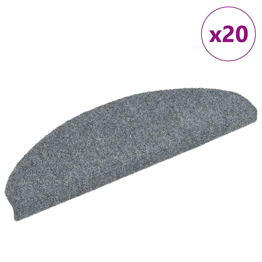 Tapetes de escada autoadesivos 20 peças 65x21x4 cm cinza claro semicircular grande