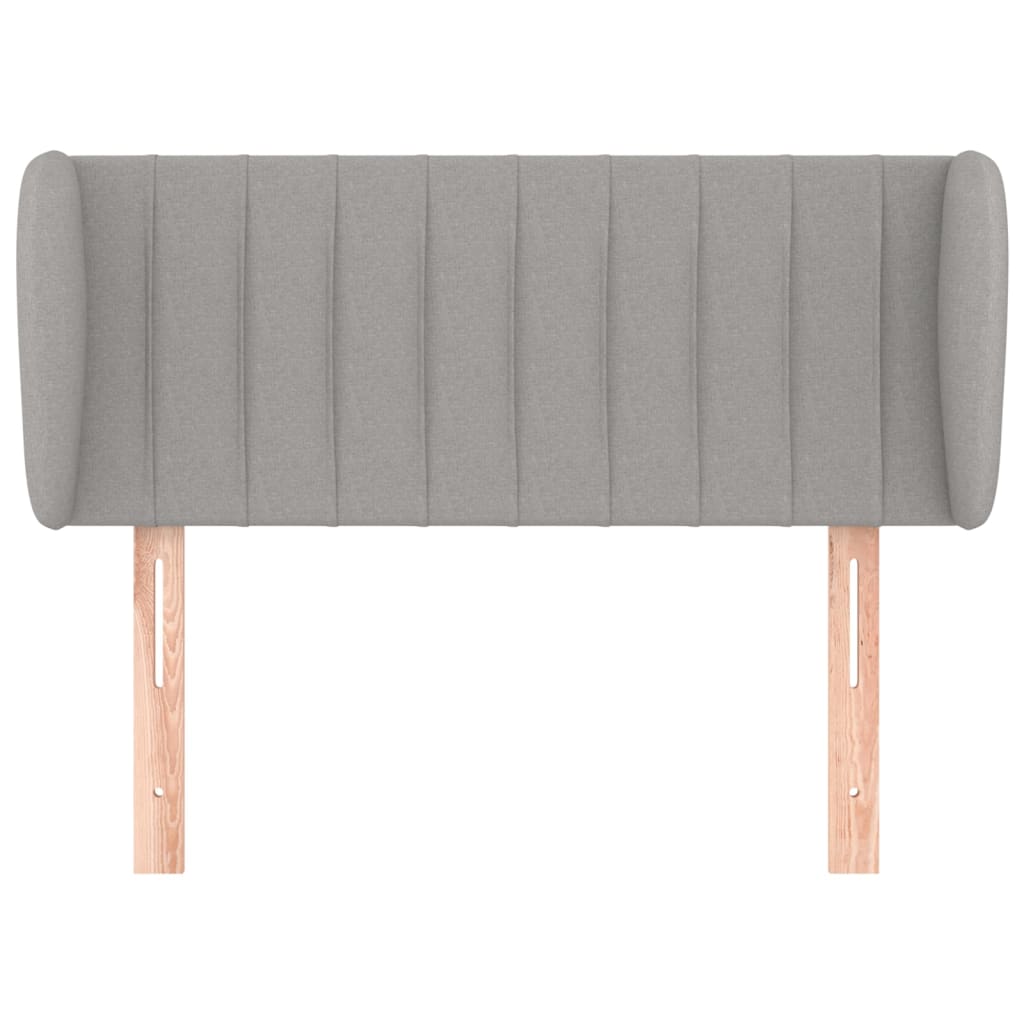 Cabeceira de cama c/ abas tecido 103x23x78/88 cm cinzento-claro