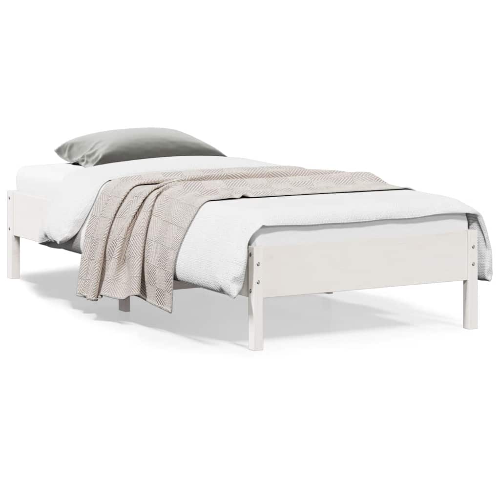 Cama sem colchão 100x200 cm madeira de pinho maciça branco