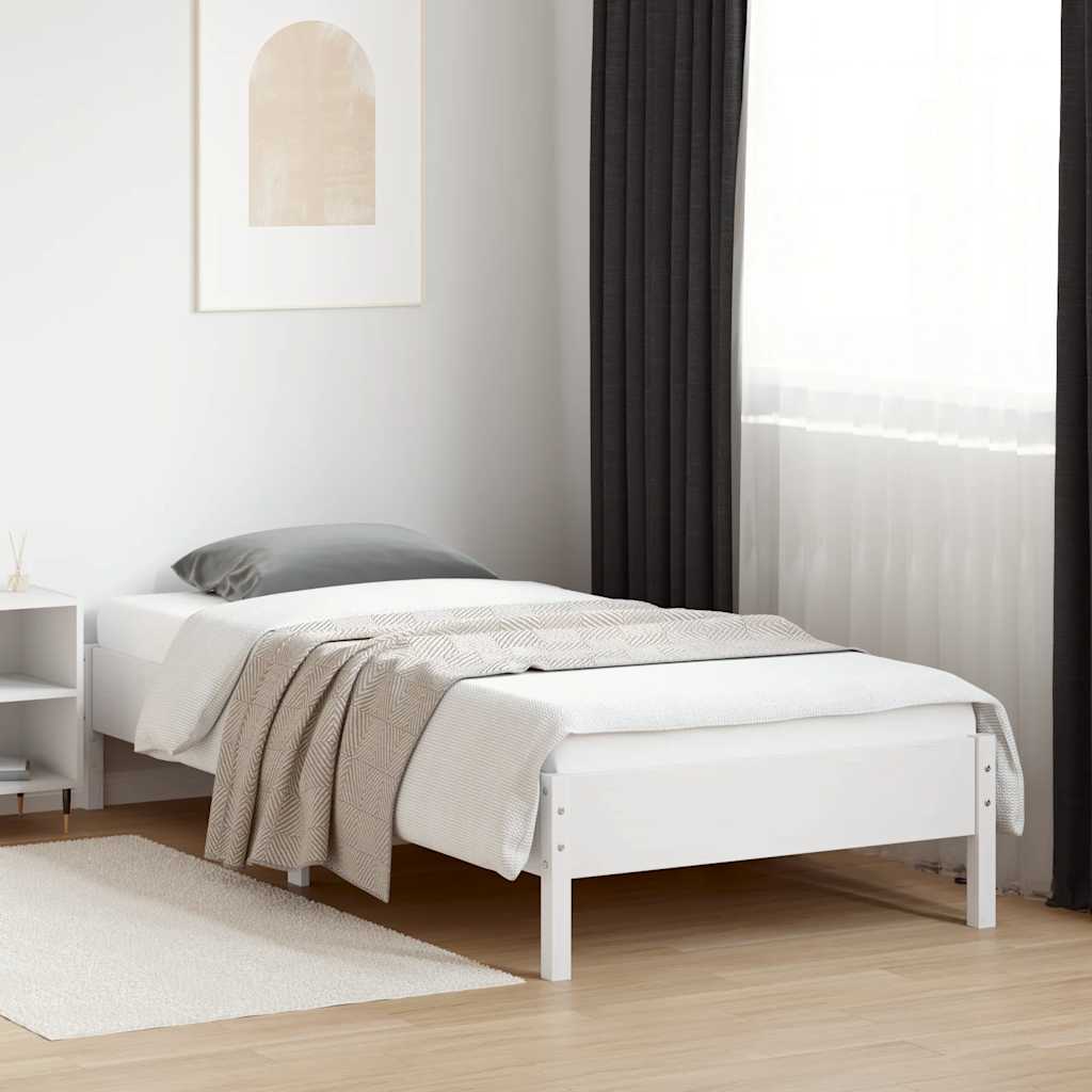 Cama sem colchão 100x200 cm madeira de pinho maciça branco