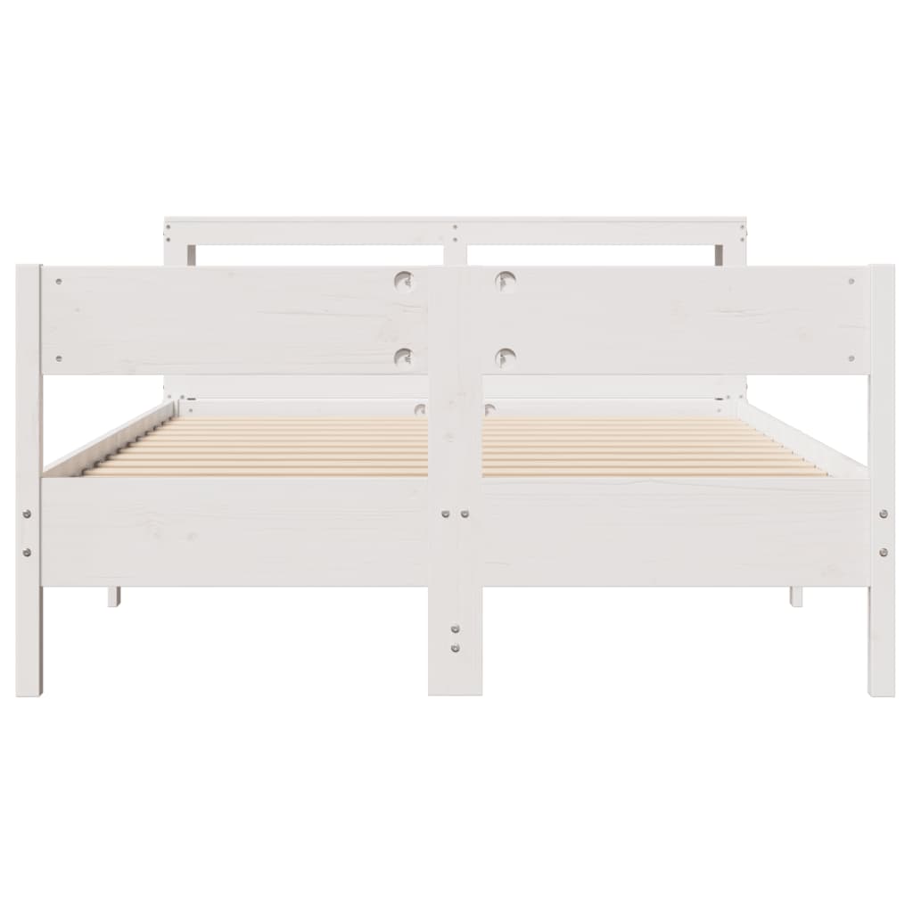 Cama sem colchão 120x190 cm madeira de pinho maciça branco