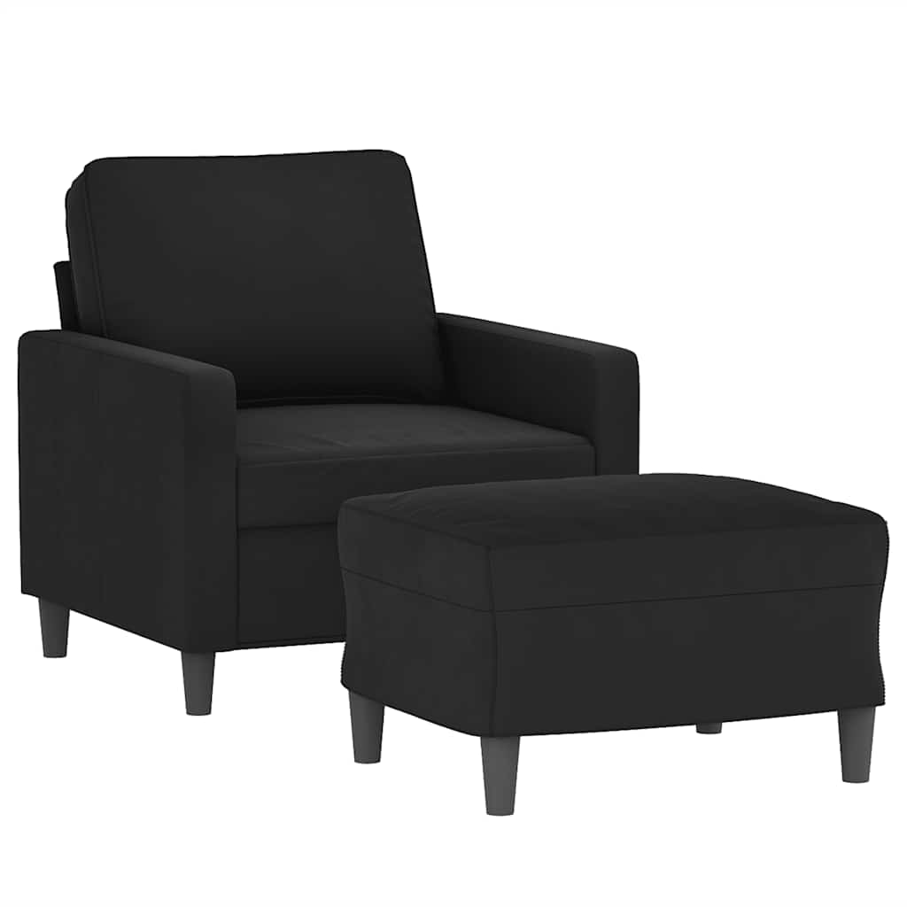 Poltrona com apoio de pés 60 cm veludo preto