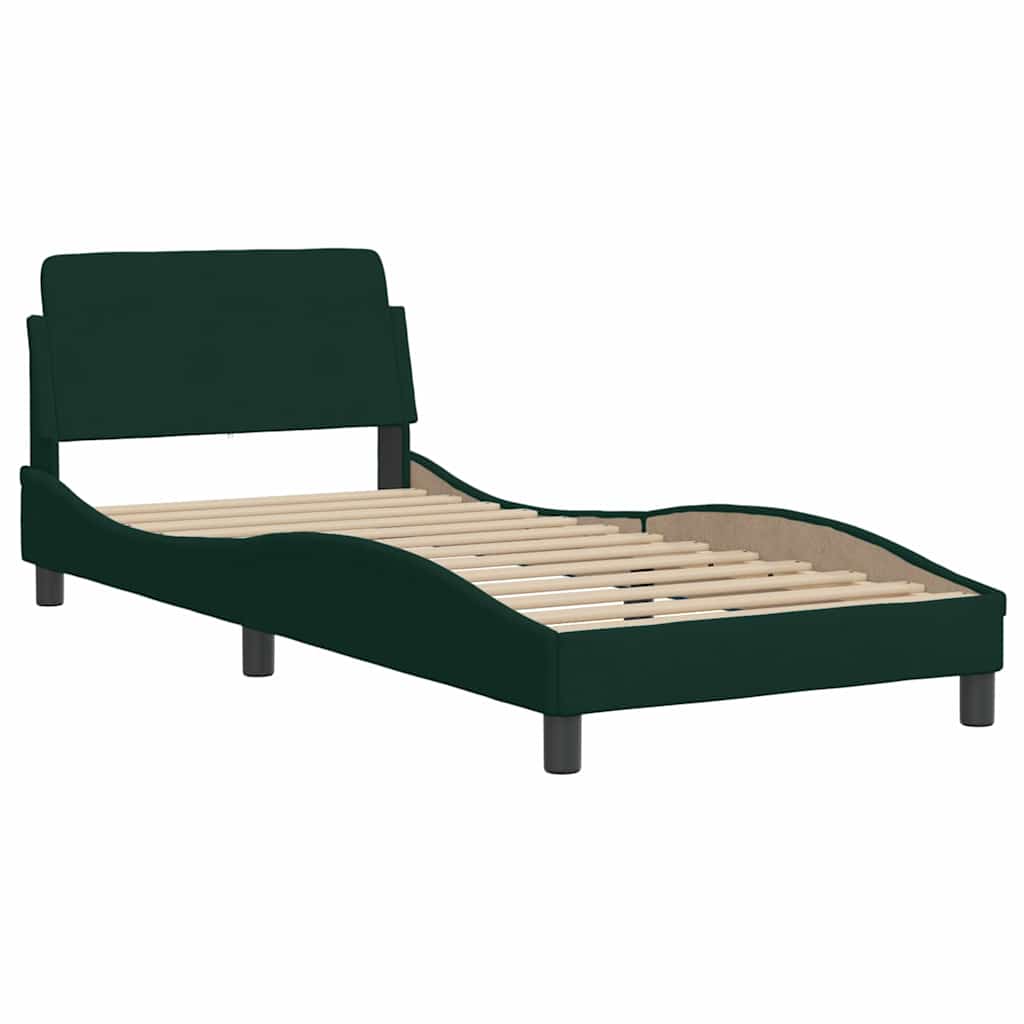 Cama com colchão hanko 90x190 cm veludo verde-escuro