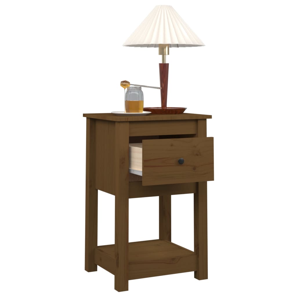 Mesa de cabeceira 40x35x61,5 cm pinho maciço castanho mel