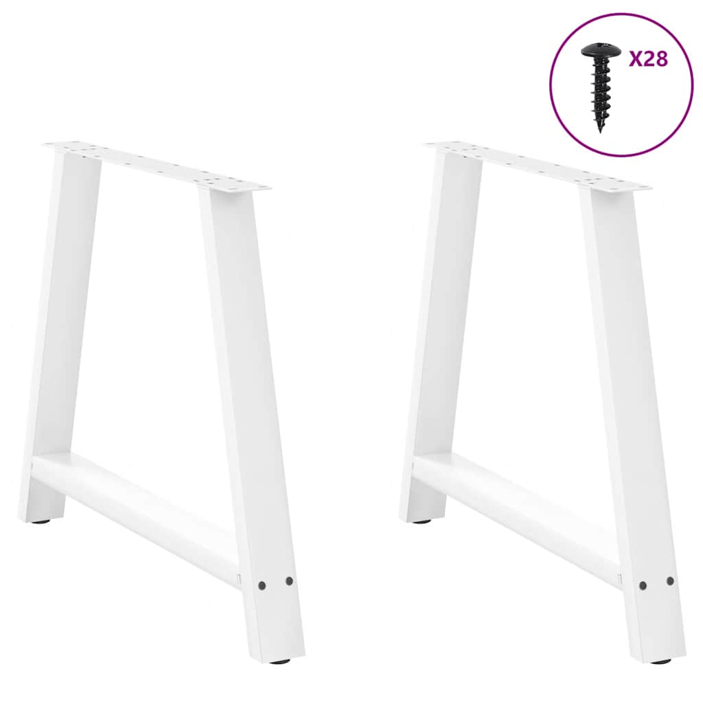 Pés para mesa de jantar em formato a, 2 peças, branco, 90x (72-73) cm, aço