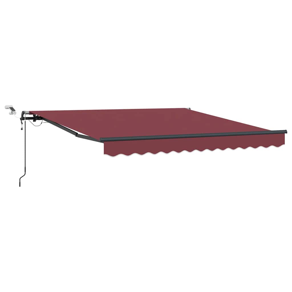Toldo retrátil automático com luzes LED 300x250 cm bordô