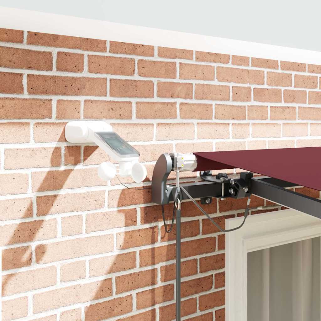 Toldo retrátil automático com luzes LED 300x250 cm bordô