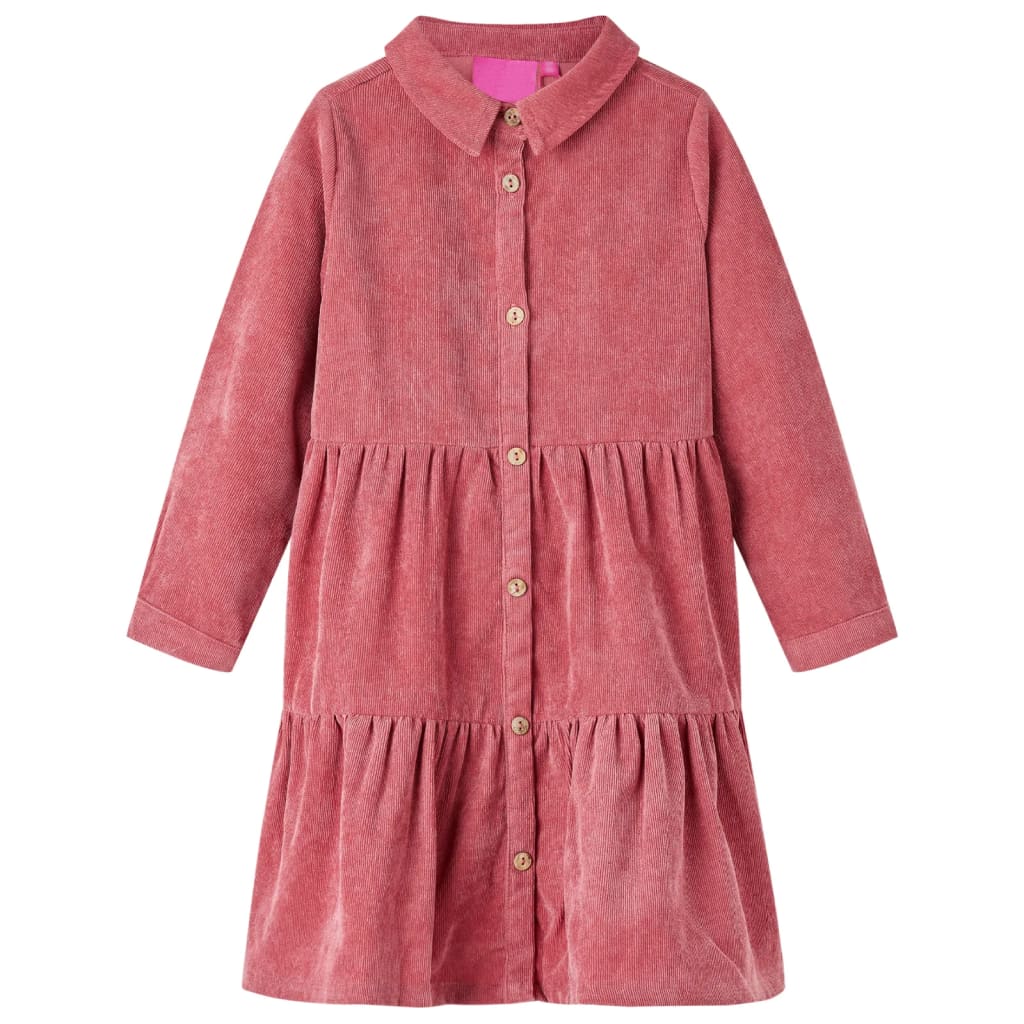 Vestido de manga comprida p/ criança bombazina rosa-velho 104