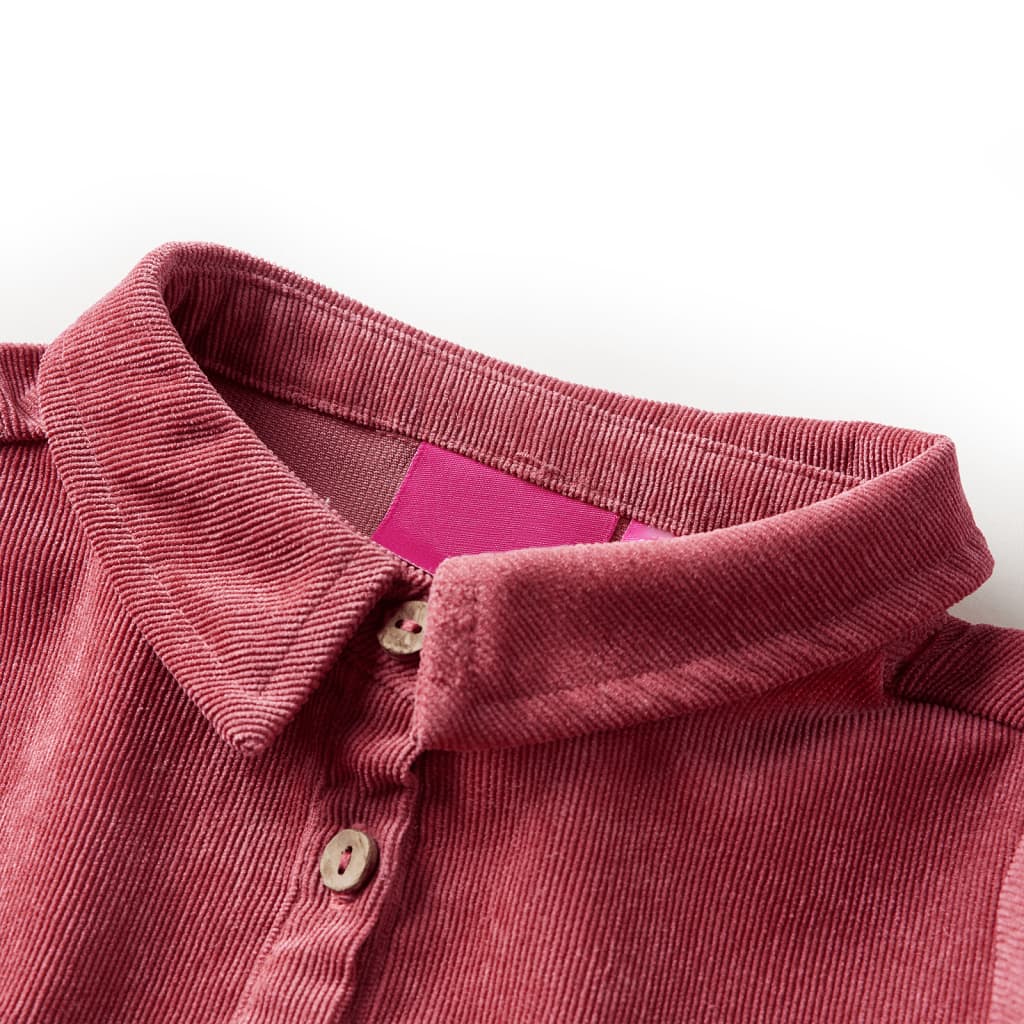 Vestido de manga comprida p/ criança bombazina rosa-velho 104