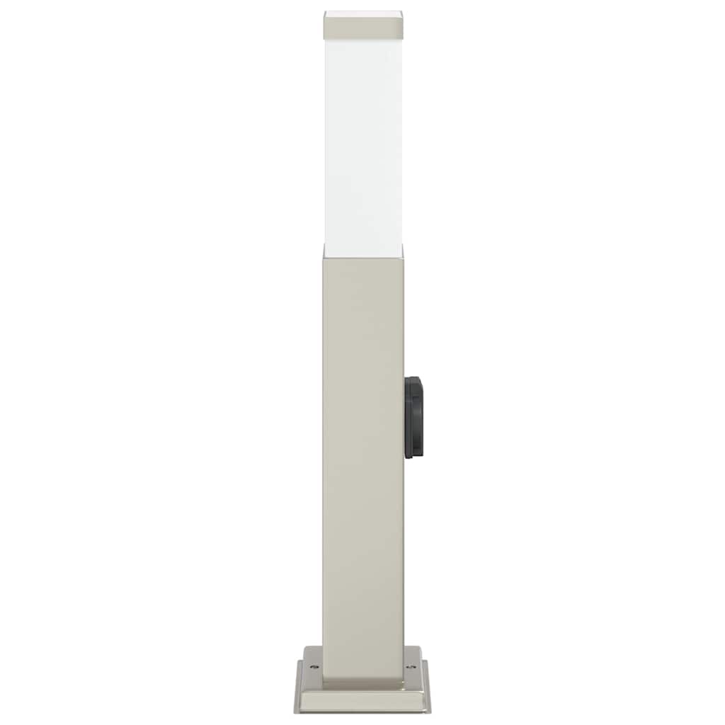 Luminária de poste com tomada, 50 cm, aço inoxidável, IP44