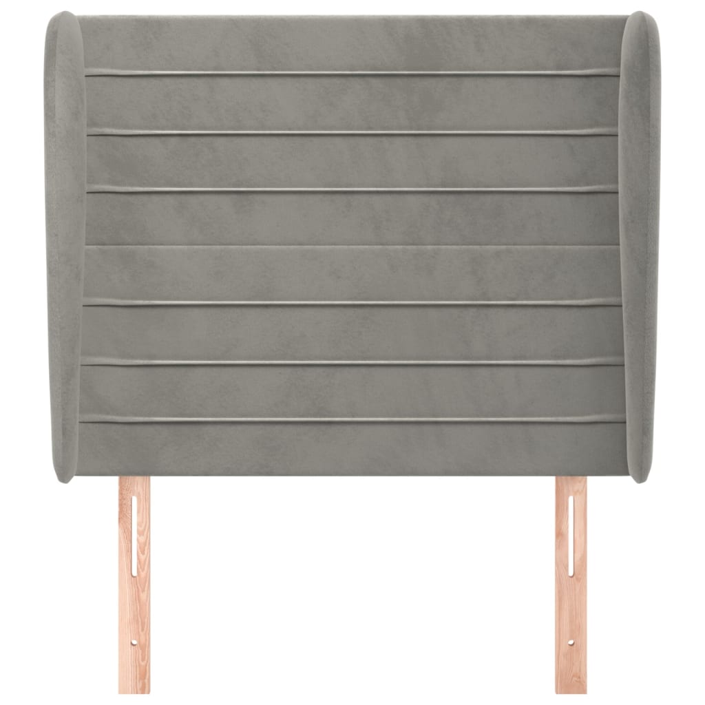 Cabeceira de cama c/ abas veludo 83x23x118/128cm cinzento-claro