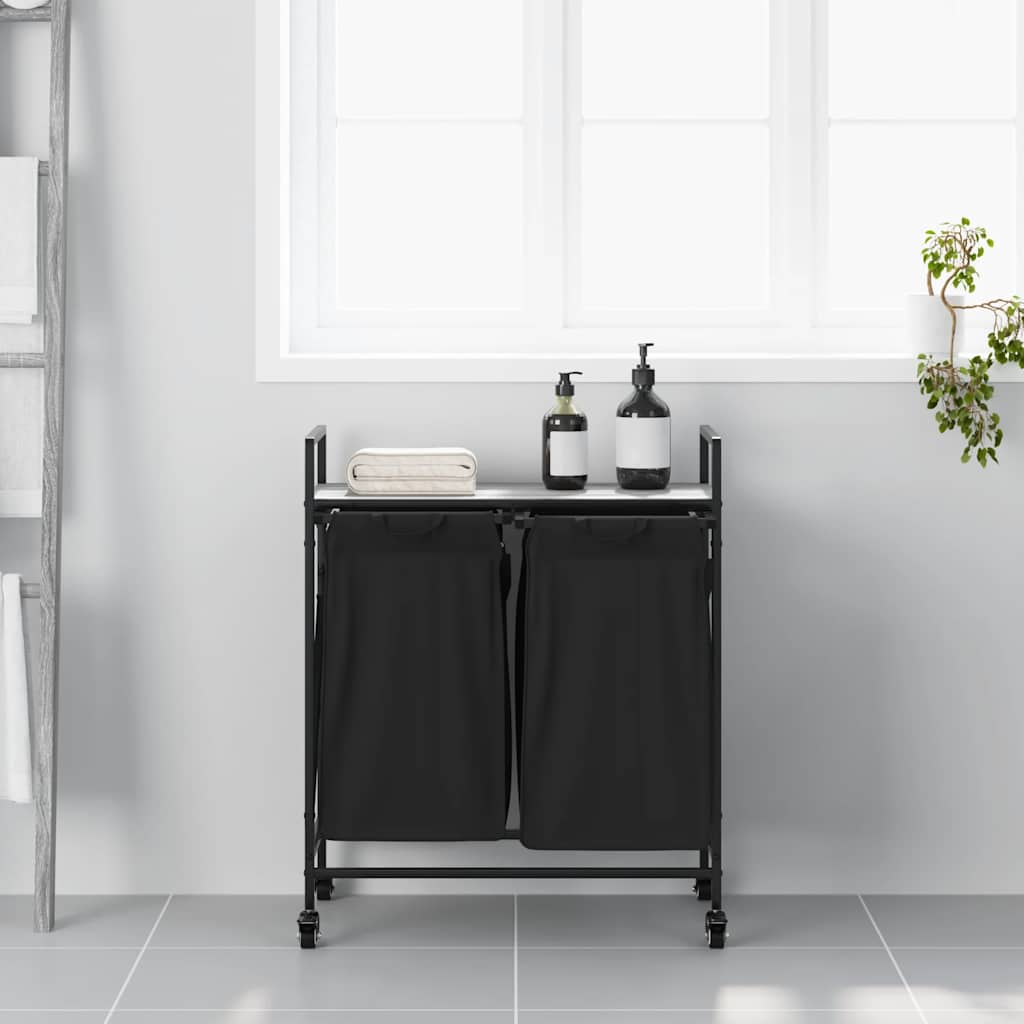 Cesto de roupa suja com 2 compartimentos e rodas, cinza, modelo sonoma