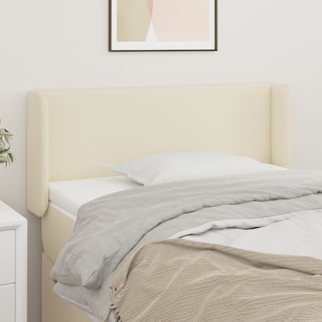 Cabeceira de cama c/ abas couro artificial 83x16x78/88 cm creme