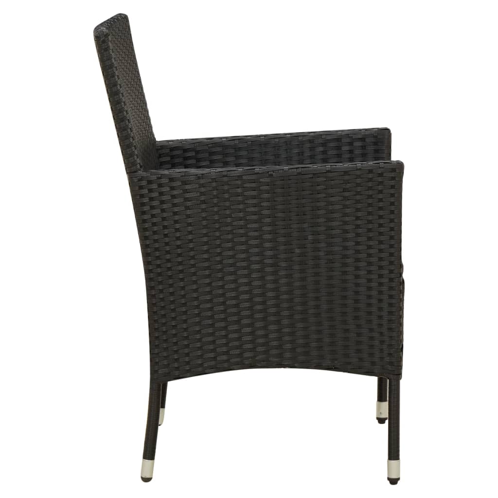 Cadeiras de jardim com almofadões 2 pcs vime PE preto