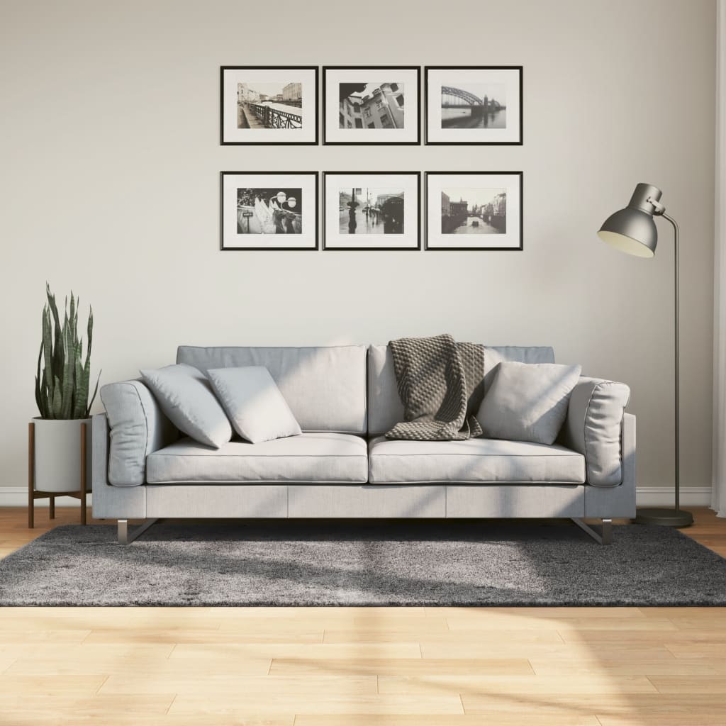 Tapete pelo curto macio e lavável huarte 120x170 cm antracite