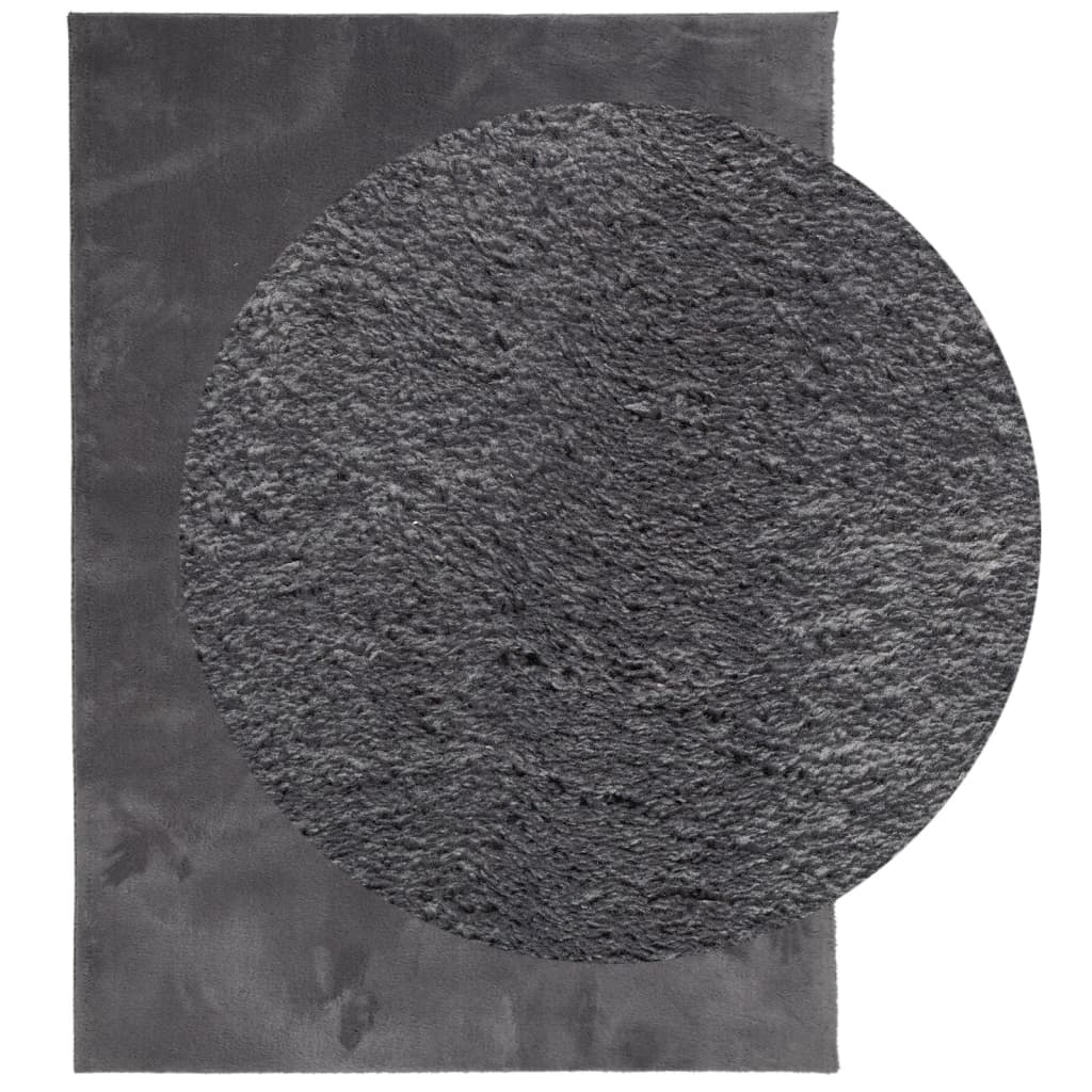 Tapete pelo curto macio e lavável huarte 120x170 cm antracite