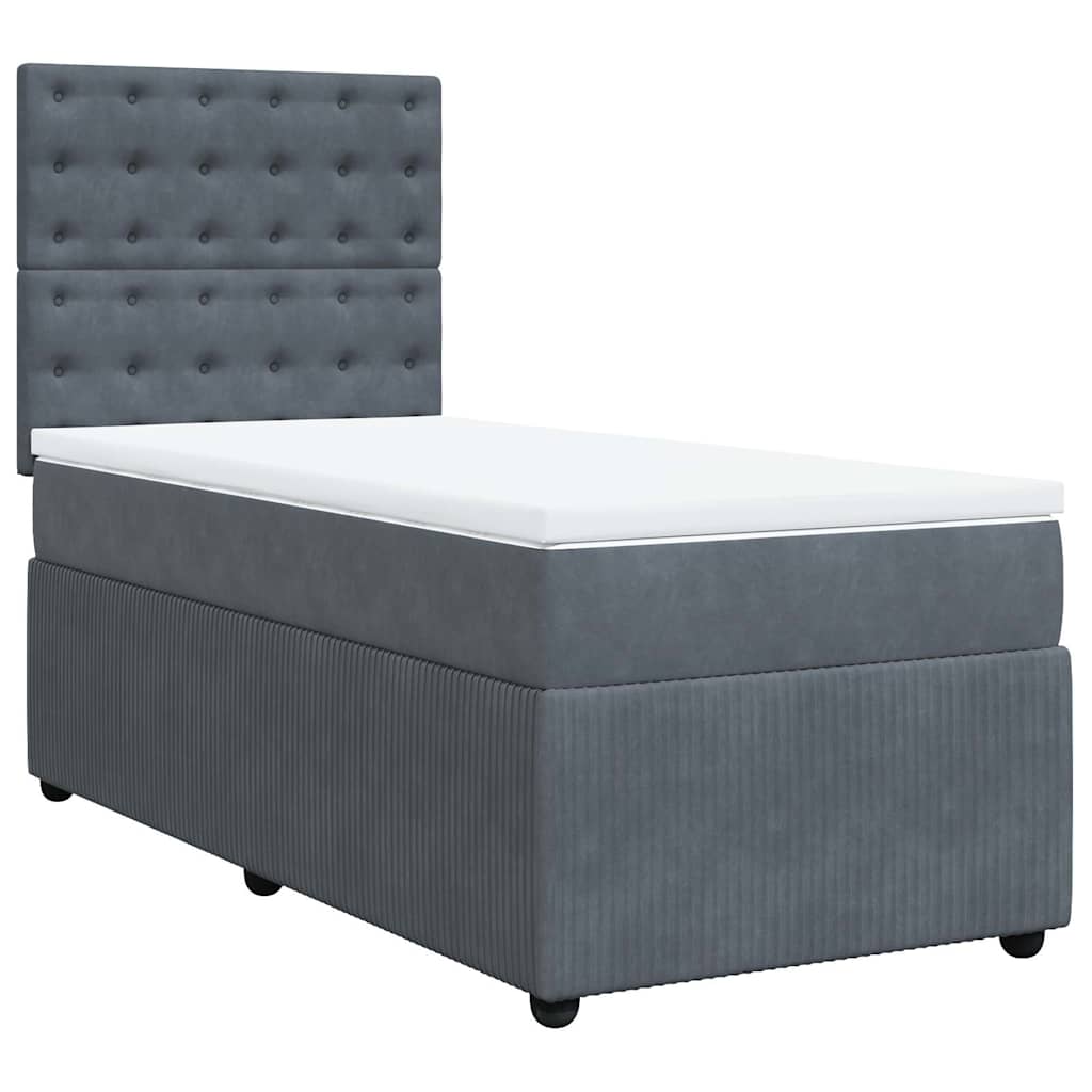 Cama com molas/colchão 80x200 cm veludo cinza-escuro