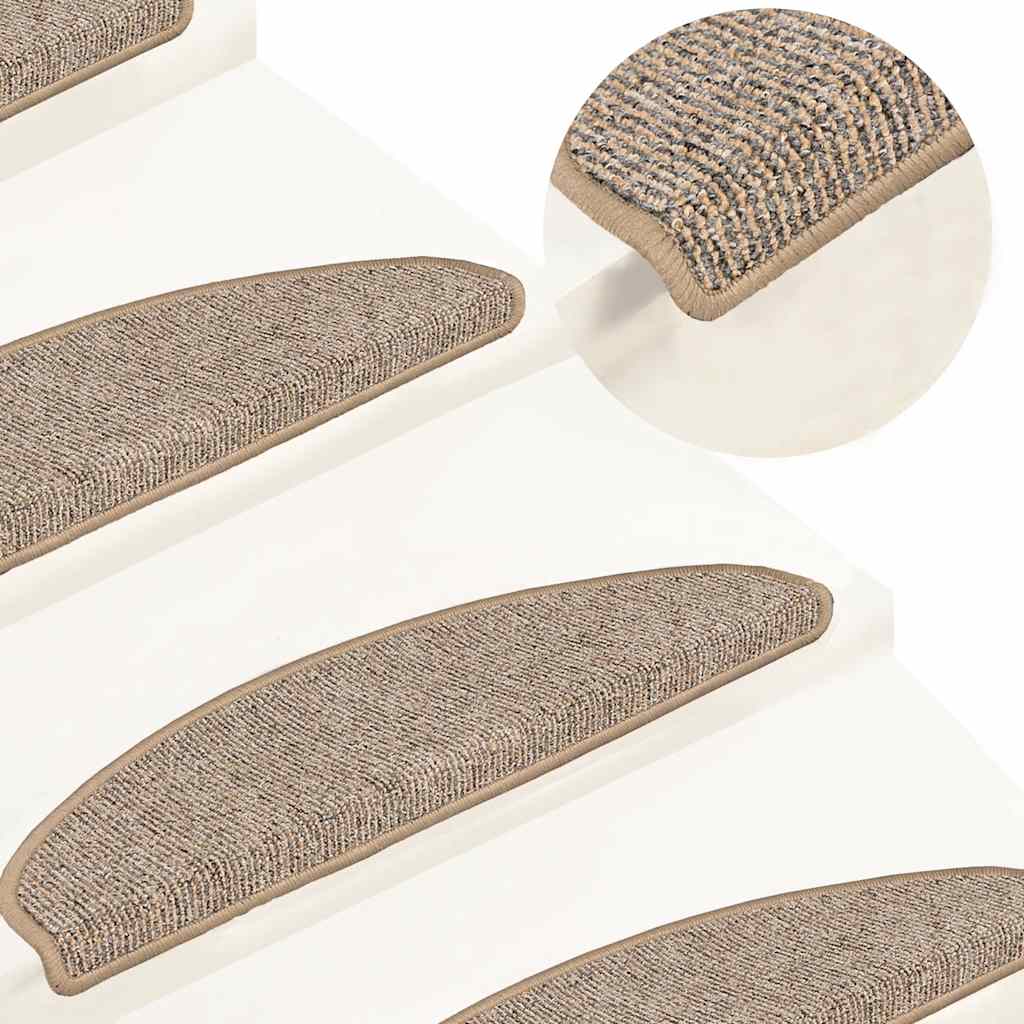 Tapetes de escada 15 peças 65x21x4 cm marrom semicircular grande