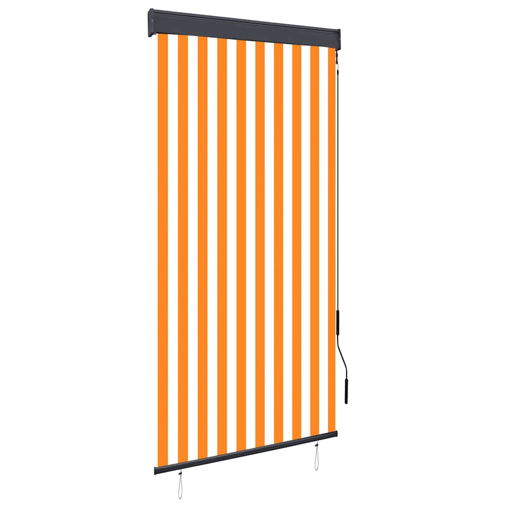 Estore de rolo para exterior 100x250 cm branco e laranja