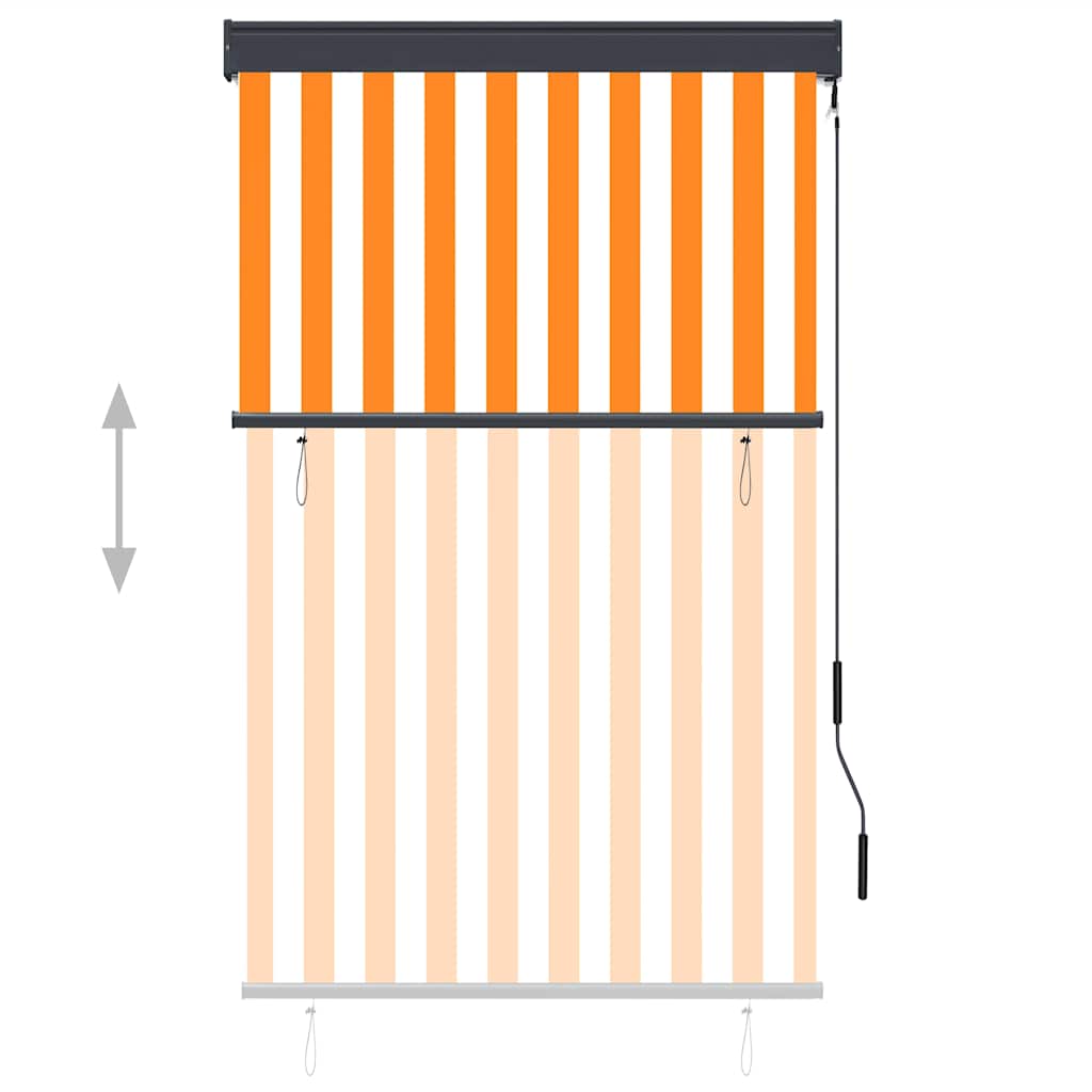 Estore de rolo para exterior 100x250 cm branco e laranja