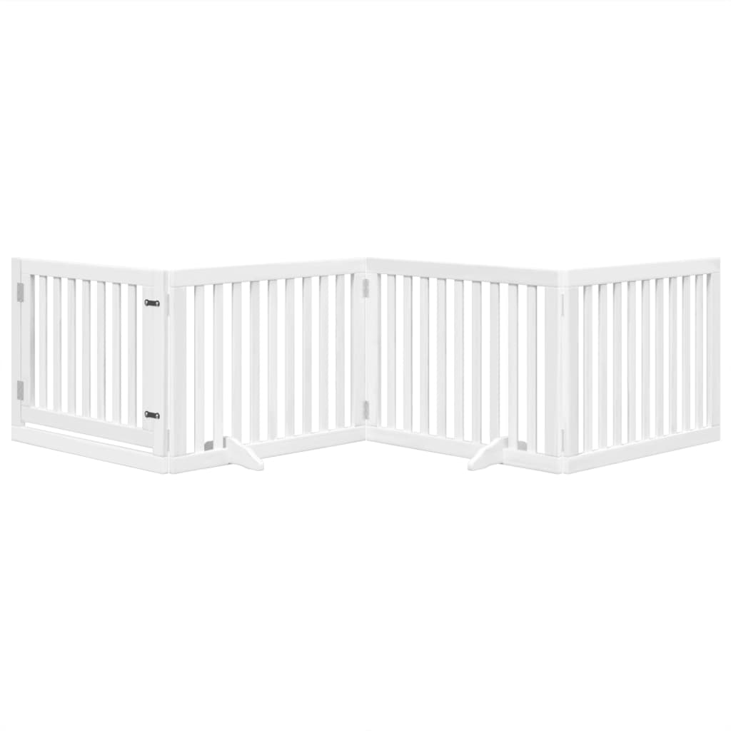 Portão p/ cães com porta dobrável 4 painéis 320 cm álamo branco