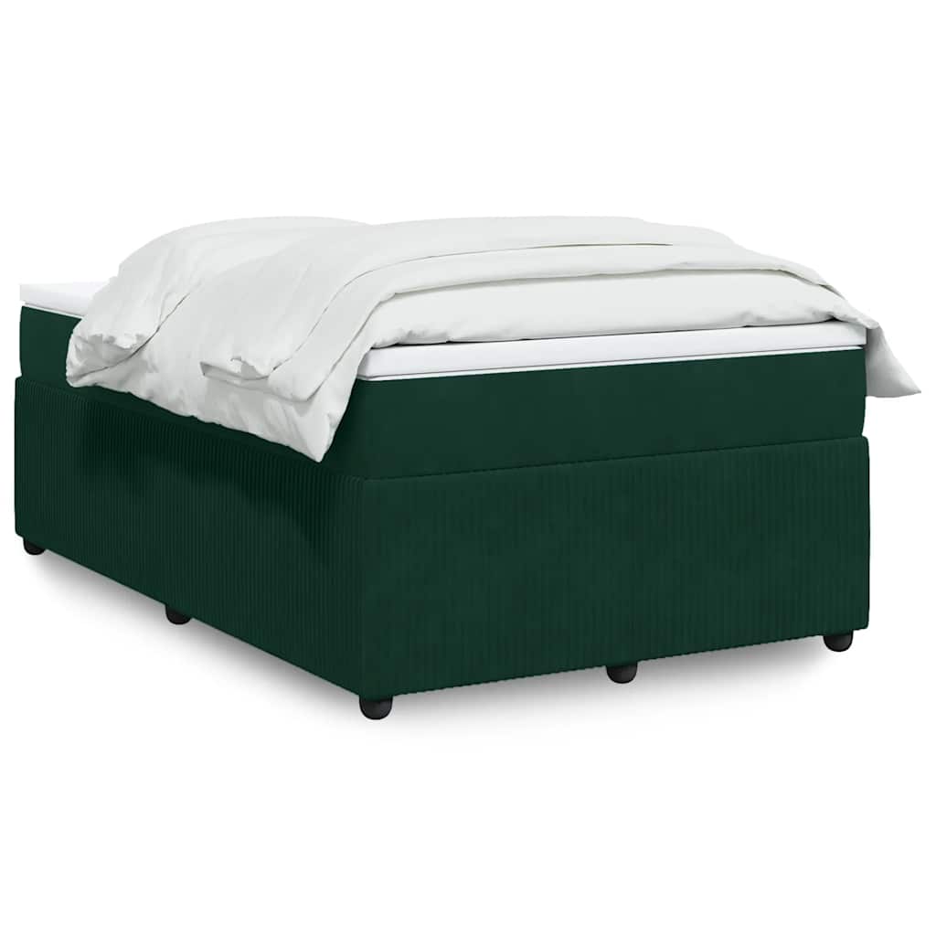Cama boxspring com colchão 120x200 cm veludo verde-escuro