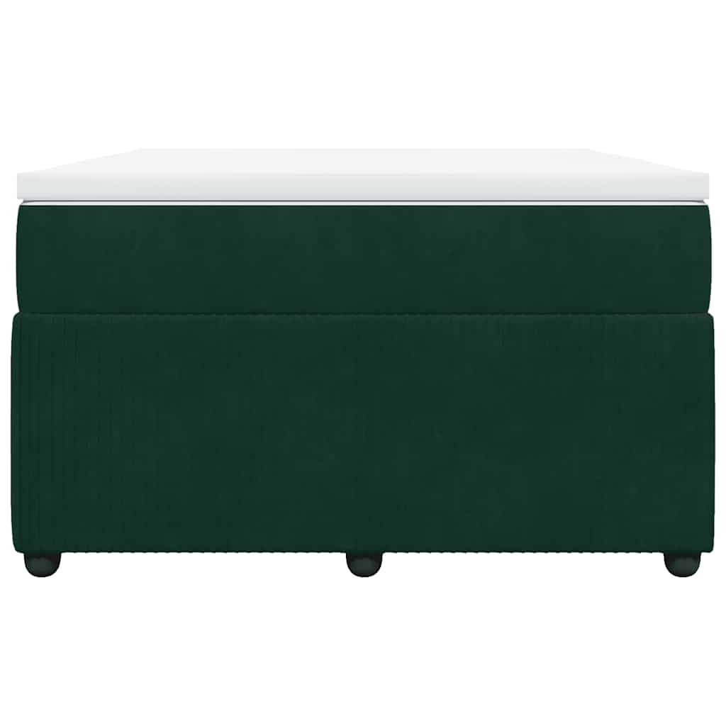 Cama boxspring com colchão 120x200 cm veludo verde-escuro