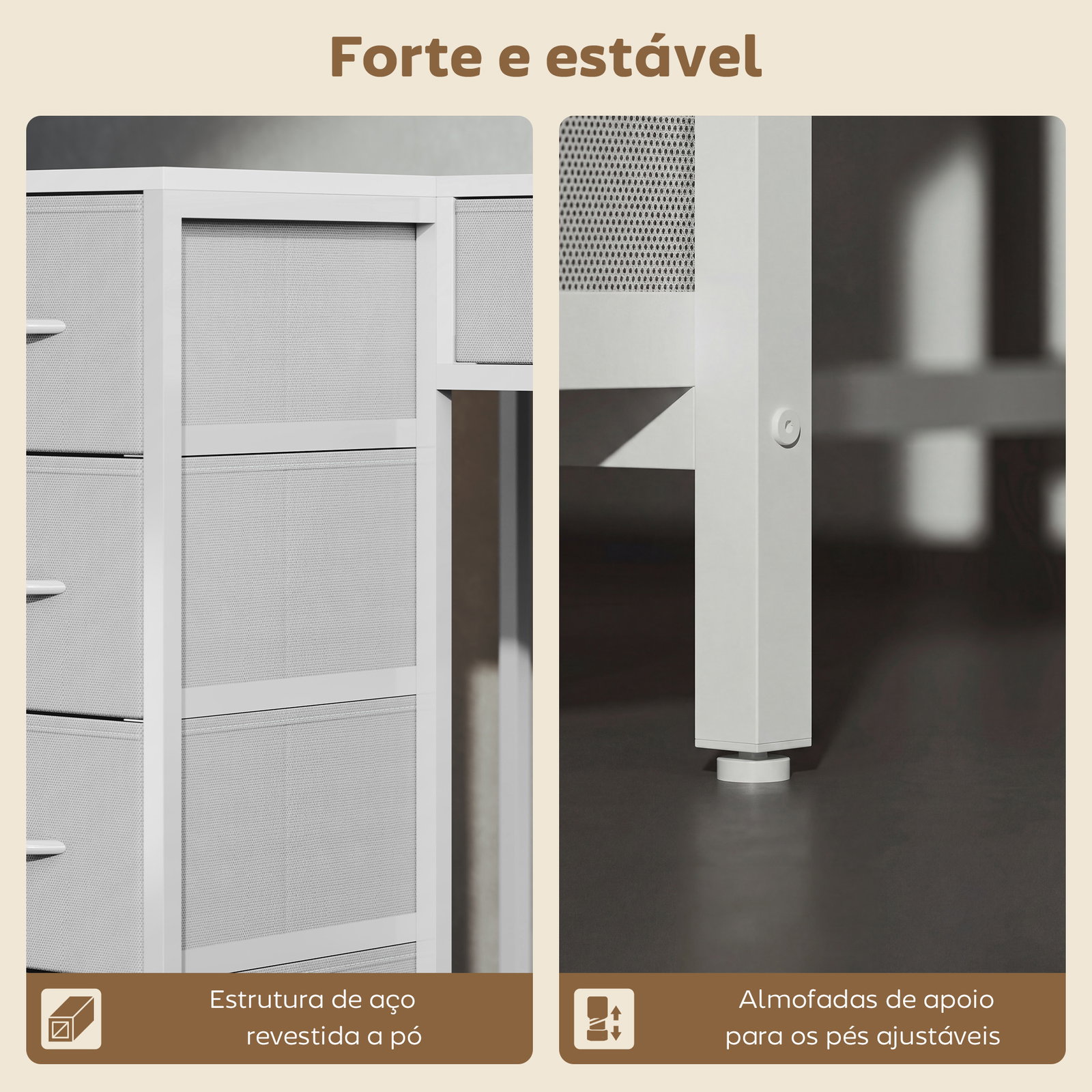 Secretária de canto reversível com 6 gavetas 126x48 cm com tomada de energia porta USB e USB-c branco