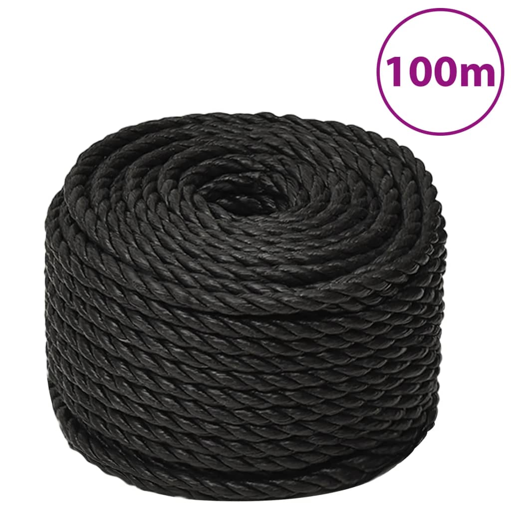 Corda de trabalho 16 mm 100 m poliéster preto
