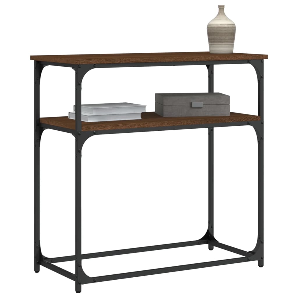 Mesa consola 75x35,5x75 cm derivados madeira carvalho castanho
