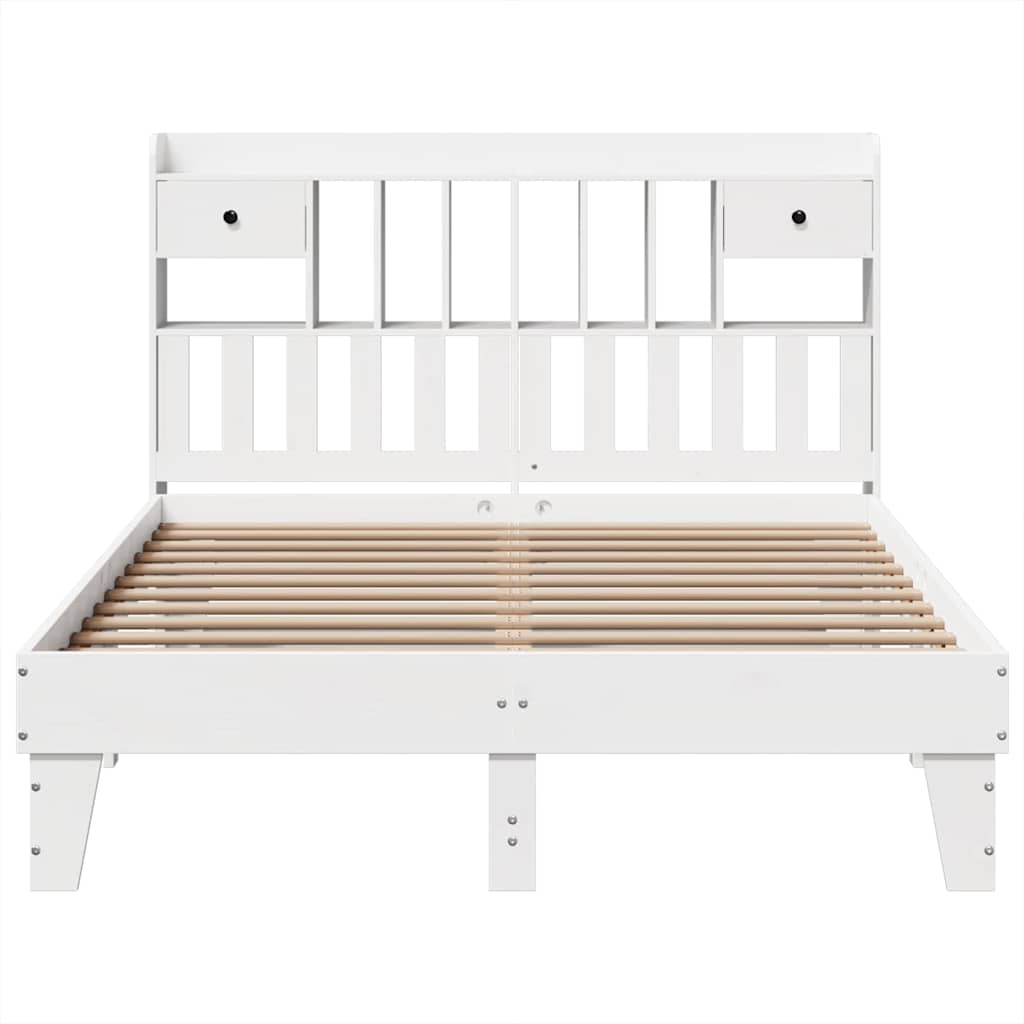 Cama sem colchão 140x200 cm madeira de pinho maciça branco