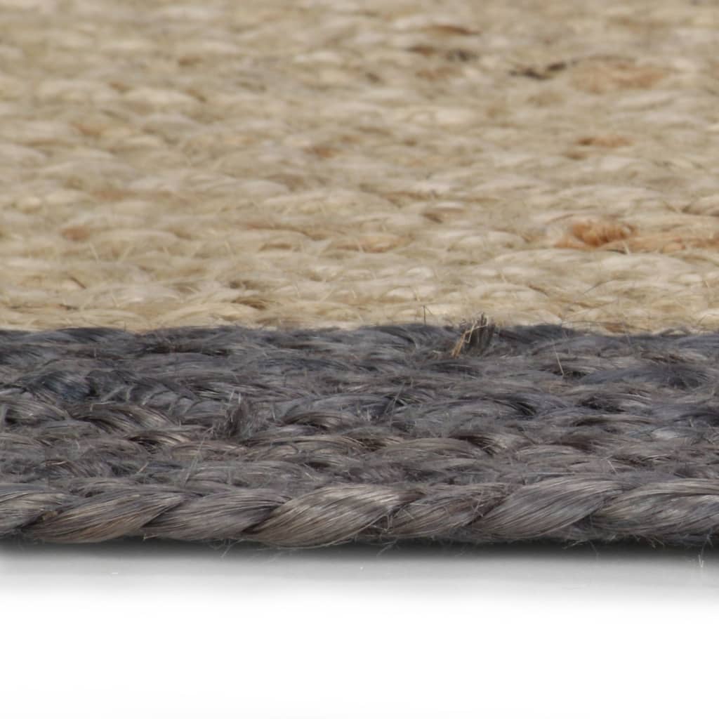 Tapete artesanal em juta com rebordo cinzento escuro 90 cm