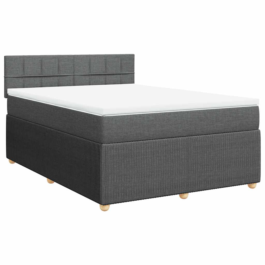 Cama com molas/colchão 140x190 cm tecido cinzento-escuro