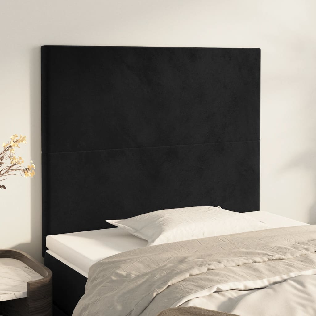 Cabeceira preta 80x5x118/128 cm veludo