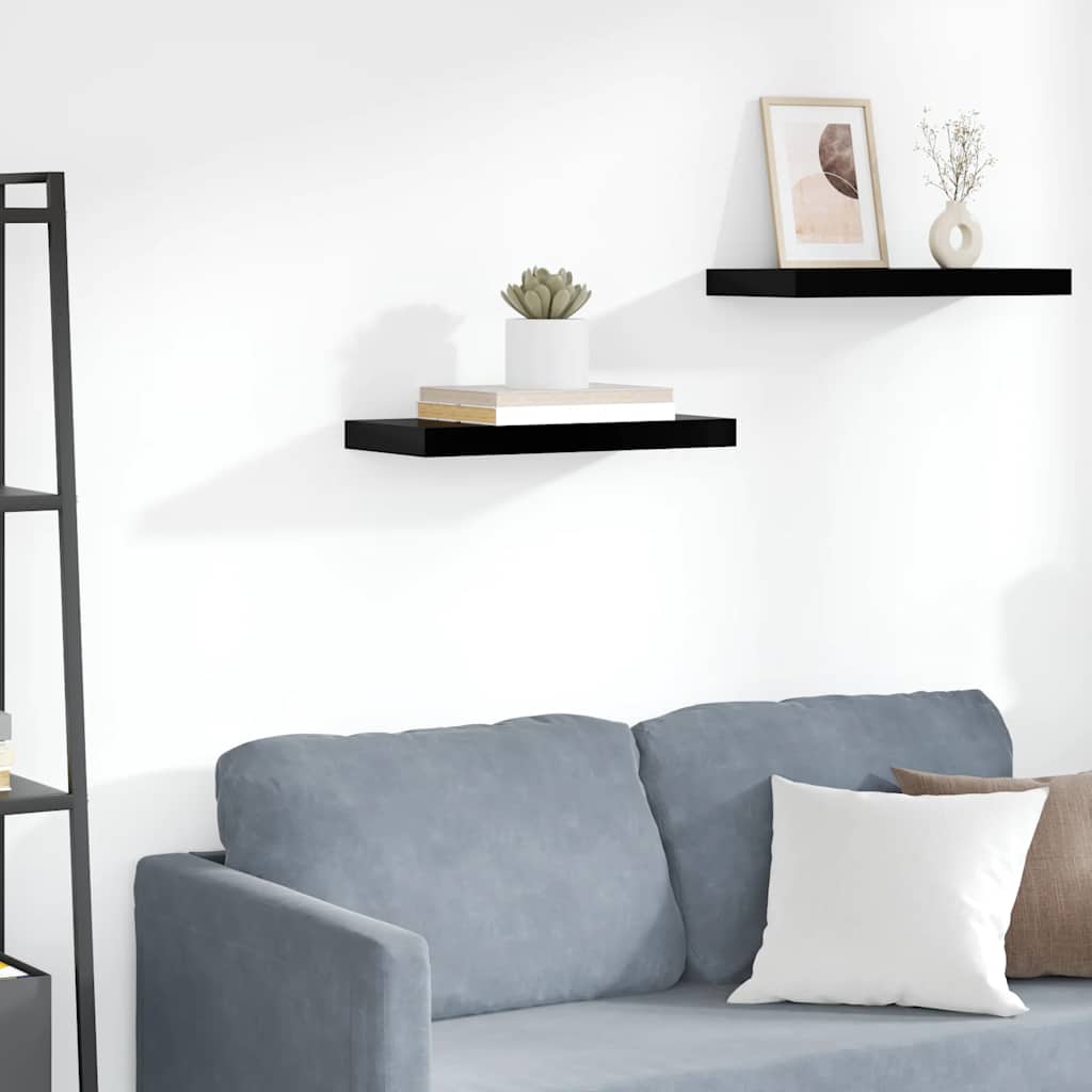 Prateleira de parede suspensa 50x23,5x3,8 cm MDF preto