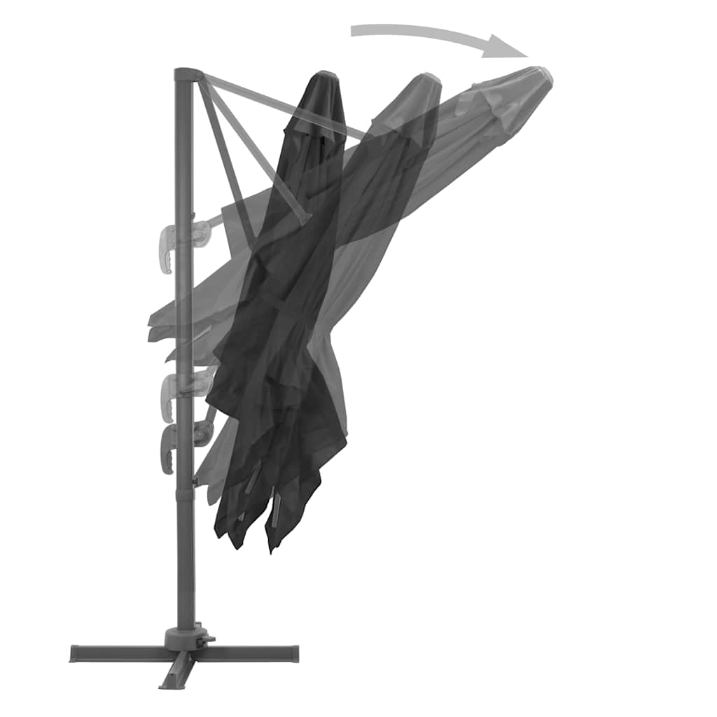 Guarda-sol cantilever c/ poste de alumínio 300x300 cm antracite