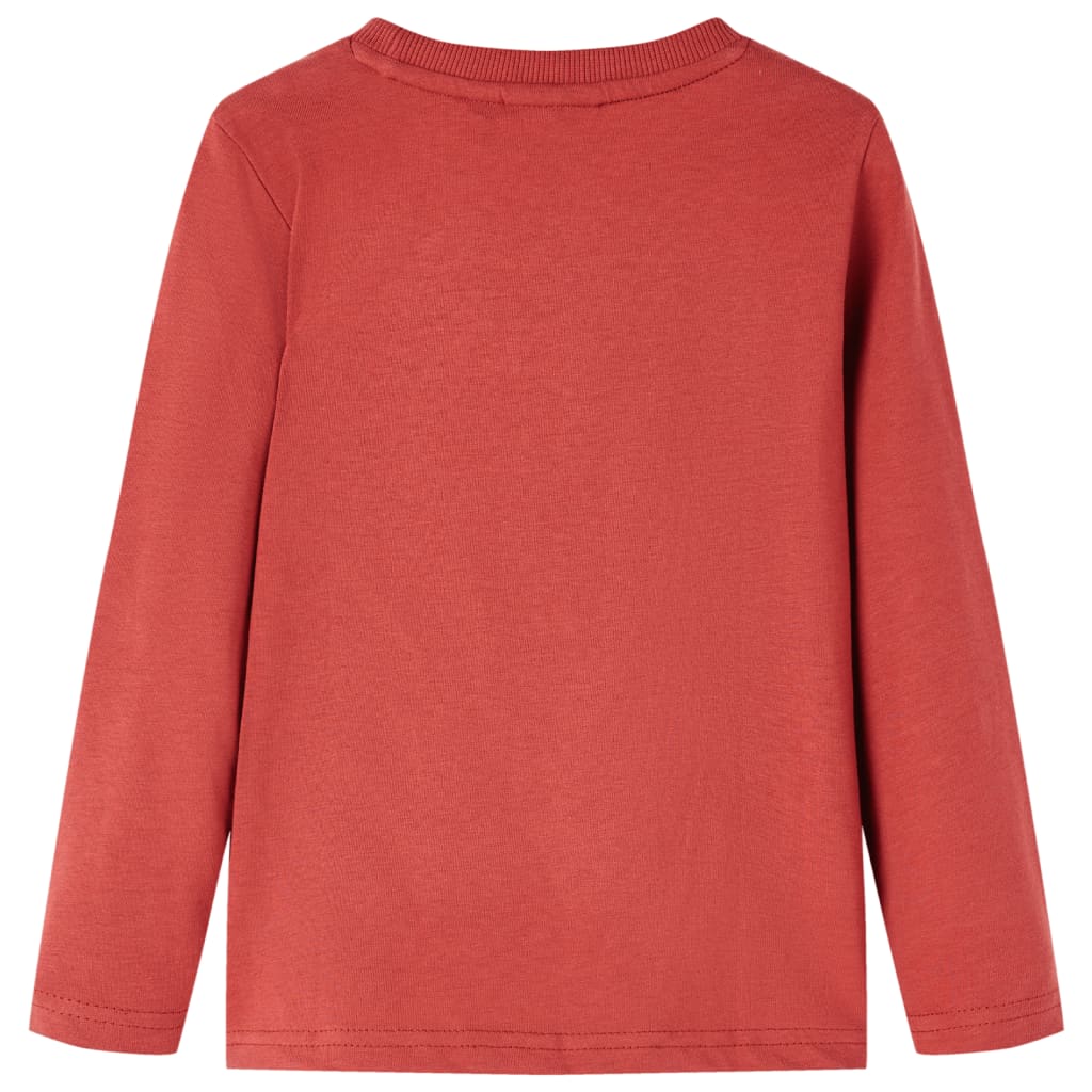 T-shirt de manga comprida para criança vermelho queimado 128