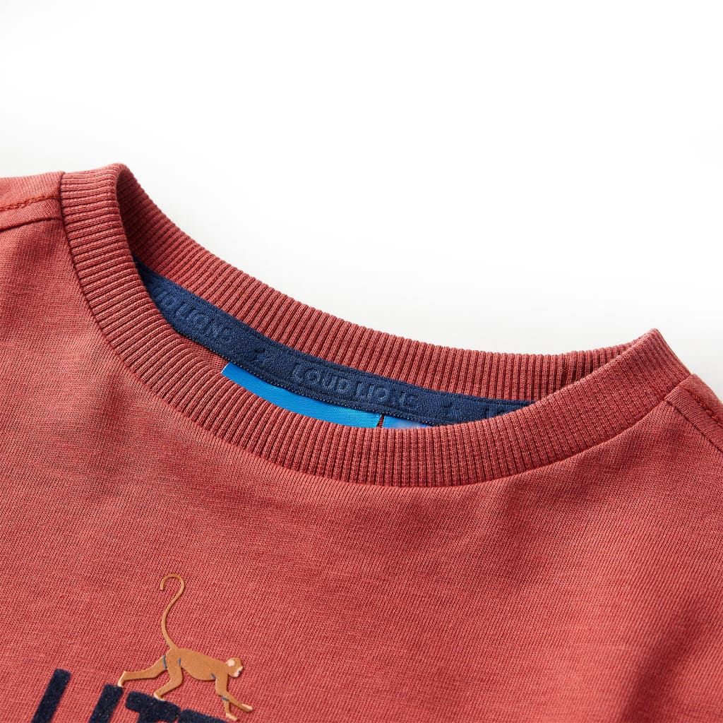 T-shirt de manga comprida para criança vermelho queimado 128